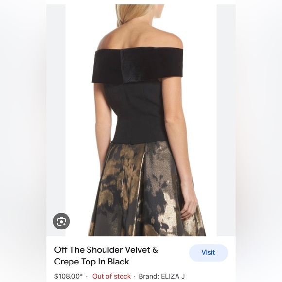Off the shoulder velvet & crepe top - Picture 3 of 11